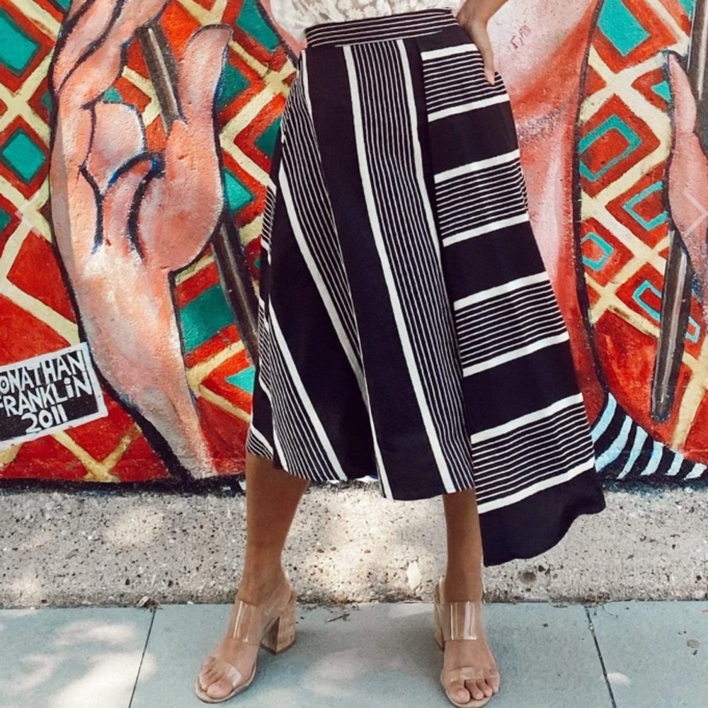 Anthropologie Eva Franco Nautical Striped Midi Skirt